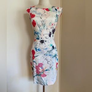 French Connection Bodycon Mini Dress Pink Floral Size 0